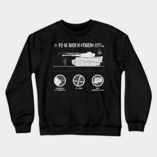 Infographics of Pz-VI Ausf. H Tiger on dark Crewneck Sweatshirt